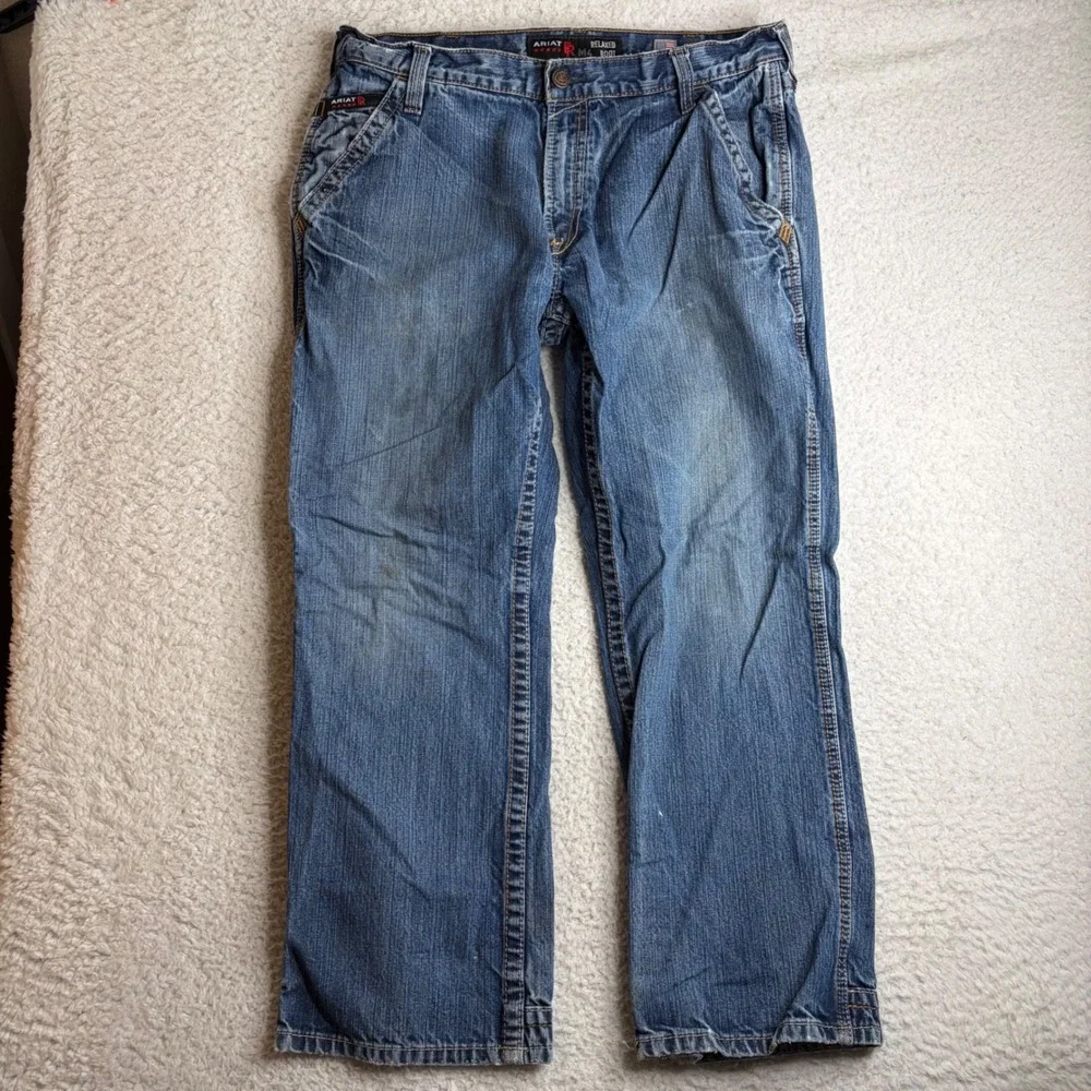 Ariat FR M4 Relaxed Boot Jeans Mens 36x30 (29) Blue Denim Flame Resistant Work
